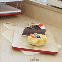SNS촬영 푸드스타일리스트 겨울파티 나무손잡이도마 플레이팅도마, 레드