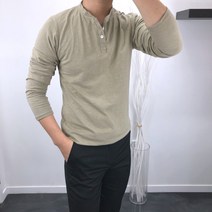 내입옷 워싱 슬라브 차이나 헨리넥 긴팔 티셔츠 4color 2size