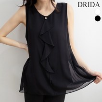 드리다 엄마옷 진주 프릴 쉬폰 나시 민소매 정장 플레어 빅사이즈 블라우스 40-50대 중년 마담 하객룩