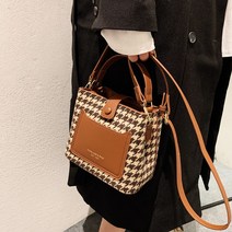 천조 체크무늬 레오파드 트렌디 고급스러운 깔끔한 스퀘어 인조가죽 모직 토트 크로스백 가방