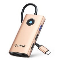 오리코 C타입 5IN1 멀티포트 허브 PD60W 충전 HDMI 4K PW11-5P, 로즈 골드