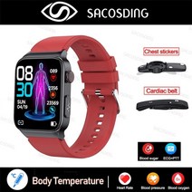 스마트워치 스포츠 피트니스 2022 혈당 ecg + ppg 심박수 혈압 건강 ip68 smartwatch xiaomi 남성 여성 스크린 방수, 실리카겔 레드