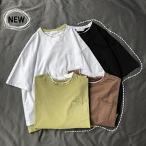 가바바 남성 반팔티 두겹의 주머니 오버핏 라운드 반팔티 G34947
