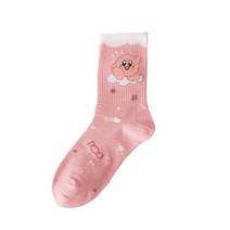 K) 스타 커비 재미있는 양말 여성 일본 하라주쿠 귀여운 가을 겨울 Mid-tube Calcetines Kawaii Girls Women39s Socks, [01] 싱글 사이즈, [07] 1