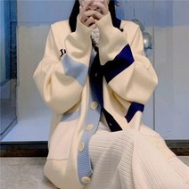 숄 니트 패턴 가디건 체크 코디 레이어드 가디건 어 패션 카디건 스웨터 긴 소매 탑 봄