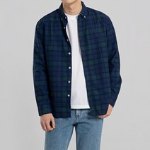 남성용 3XL 빅사이즈 봄 가을 슬림핏 긴팔 셔츠 체크 남방
