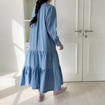 면혼방 허리주름 셔츠카라아이예뻐 휴양지 원피스