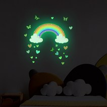 야광스티커 아이방 꾸미기 벽지 천장 인테리어 포인트 시트지 환타스틱스 아기 토끼 곰 코끼리 코알라 기린 무지개 구름 유니콘 사슴 종이비행기, 10 알록달록무지개