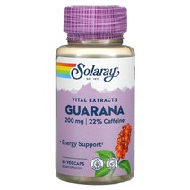 Solaray 과라나 씨앗 추출물 200mg 베지 캡슐 60정, 1개