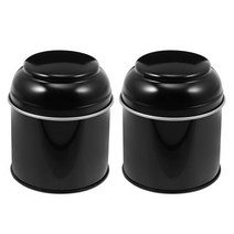 2pcs Tea Leaf Jars Tinplate Tanks Tea Sealed Jars Home Tea Leaves Organizers Can Empty Can Round, 하나, Black