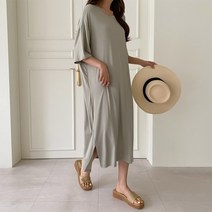 겟잇미 브거렌 박시 데일리 무지 트임 반팔 롱원피스