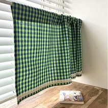 주방창 미니 가리개 비비드체크 레이스 바란스 (2clor)