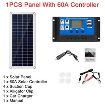 태양광 패널 인버터 설치 태양열 100W 전지 키트 60A 100A 컨트롤러와 듀얼 12V USB 자동차 요트 RV 배터리 충전기에 대 한 폴리, 04 1Panel 60A Control