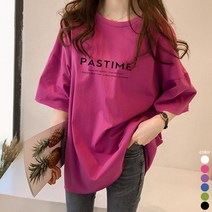 [오늘발송] 스타일아유 오버핏 반팔티 Pastime 로고 여성용 롱 빅사이즈 박시 반팔티셔츠 반팔 티셔츠[AYG6TS356A]