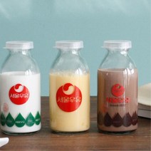레트로 감성 서울우유병 귀여운 홈카페용품 유리병 요거트 커피 쥬스 착즙 간식