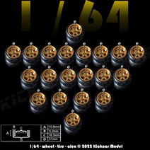 구르마바퀴 고무 타이어 포함 핫휠용 1/64 10 세트 기본 모델 자동차 변형 부품 레이싱 차량 완구 토미카, 01 Gold X 10 Sets