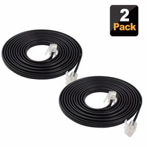 SHONCO 2 팩 2M 2 m 전화 연장 코드 케이블 라인 와이어 표준 RJ11 6P4C 플러그 유선 전화기용 블랙, 6p4c to 6p4c(6.6ft Black)