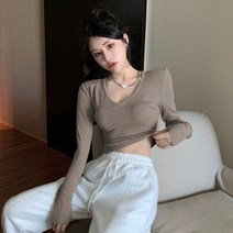 긴팔 티셔츠 여성 봄 가을 이너셔츠 쫀쫀 어깨뽕상의
