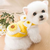 별빛 오월날 강아지 프릴 민소매 티셔츠 쿨조끼, 노랑, 해바라기