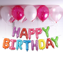 파티짱 생일 풍선 30 세트 (멀티핑크스타) 파티 장식 HAPPY BIRTHDAY