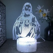 예수 3d led 램프 침실 야간 조명 액션 기독교 그림 아바타 성경 축복 처녀 방 장식 선물 루스, 04+Black base 16colours