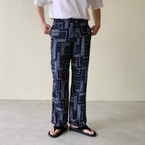 모모코 쿨링 페이즐리 와이드 밴딩 팬츠 (2color)