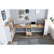 유아 초등 쌍둥이용 2인 독서 공부 책장책상2400(3색) 학생용 고등 이인용, 아카시아