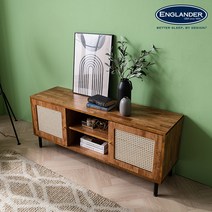 잉글랜더 피치 원목 라탄 1400 거실장, 고무나무