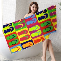 DFMEI 극세사 비치타월 디지털 워터마시프 워터타월 양면융사갯수건, 75*150 슬리퍼, 치수