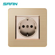 디자인 멀티탭 Sran eu 16a 전원 벽 소켓 86mm86mm 홈 304 스테인레스 스틸 패널 전기 소켓 블랙화이트골드, 금 a2, 90-250v, 유럽 ​​연합