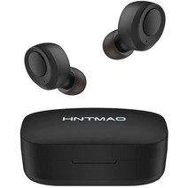 Hntmao 인이어 스테레오 무선 이어폰 헤드셋 블랙 IPX6 방수 블루투스 이어버드 충전 케이스 및 iPhone Android용 마이크 포함 30H 순환 재생 스포츠용, Black