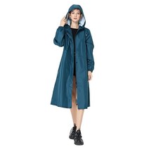 여성용 긴 우비 레인 재킷 코트 좁은 소매 아므리 그린, X-Large, Ocean Blue