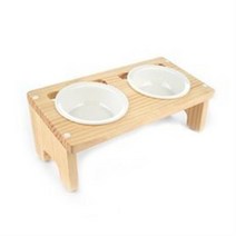 캣토피아 원목 반려동물 식탁 + 도자기식기 2구 세트 높이 12cm, 혼합 색상, 3세트