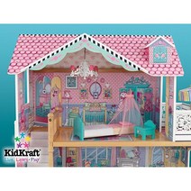 KidKraft 애나벨 목재 인형의 집 엘리베이터 발코니 및 액세서리 17개 만 3세 이상용 선물