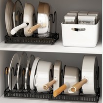 리빙블러썸 후라이팬 정리대 도마 거치대 6단, 블랙