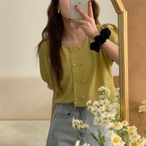 [비즈로그인] 라운드넥 더블 반팔 블라우스 2color