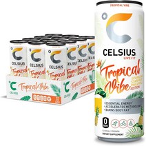 Celsius 셀시어스 스파클링 트로피칼 바이브 에너지 드링크 12 oz 12캔