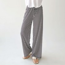 데일리 포인트 패턴 밴딩 와이드 팬츠 통바지