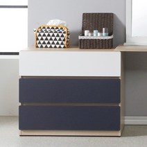 각시방가구 바닐라 800 3단 서랍장 5color, 네이비투톤