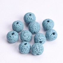 천연 화산 용암 돌 라운드 6mm 8mm 10mm 12mm 14mm 16mm 느슨한 비즈 쥬얼리 만들기 DIY 팔찌 결과 만들기, 06. 16mm 10pcs, 07. Light Blue