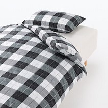 MUJI 무인양품 이불 커버 S 다크그레이 체크 워싱면