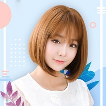미즈코스 앞머리 단발 통가발 보브컷 여자 스타일 머리 똑단발 풀뱅 단발 커트 앞머리 가발 그레이 골드