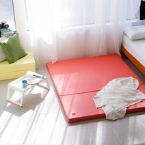 더블샵 듀얼PU 3단 접이식 매트리스, PU코랄핑크
