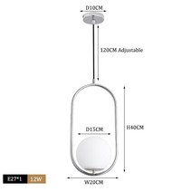 모던 유리 전등갓 펜던트 샹들리에 조명 주방 식당 침대 머리맡 천장 황동, B chrome 15cm ball, 차가운 흰색