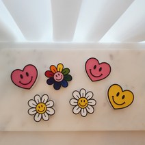 데이지꽃스마일 하트석고방향제 귀여운 차량방향제, 코튼블러썸, 데이지꽃(화이트), 세로, 1개