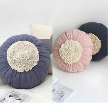 [미공간] 플라워 원형 호박쿠션 (3color) 지름50cm (솜포함), 진네이비