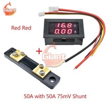 DC0100V/7110V 50A 디지털 전압계 전류계 LED 디스플레이 DC Amp 볼트 미터 테스터 검출기 FL2 션트 포함, [02] 50A Red Red 0-100V