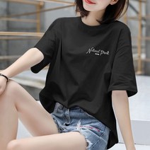 코튼 반팔 티셔츠 여성의 새로운 느슨한 흰색 인쇄 티셔츠