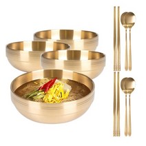 키친아트 금상첨화 2중구조 티타늄 식기세트 (면기 중 4P+수저세트 4P), 단품없음