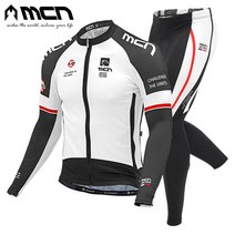 MCN 이녹스 화이트 긴팔+9부패드바지 자전거의류세트